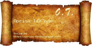Oprisa Tünde névjegykártya